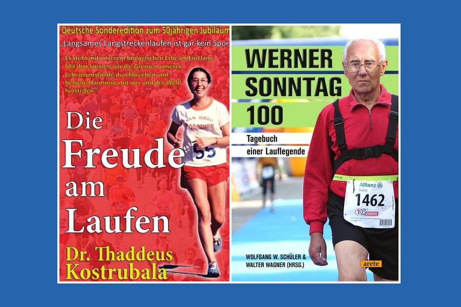 Buchcover „Die Freude am Laufen“ und „Werner Sonntag 100“
